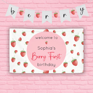 Banderoles Berry First Strawberry 1er Anniversaire