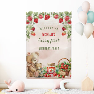 Banderoles Berry First Strawberry et Bear Anniversaire