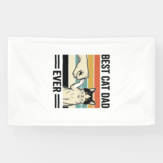 Banderoles Best Cat Dad Ever Retro Cat Fist Bump Shirt_1 (Horizontal)