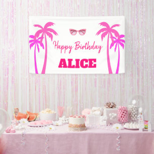 Banderoles Besties Malibu Pink Doll Plage Anniversaire