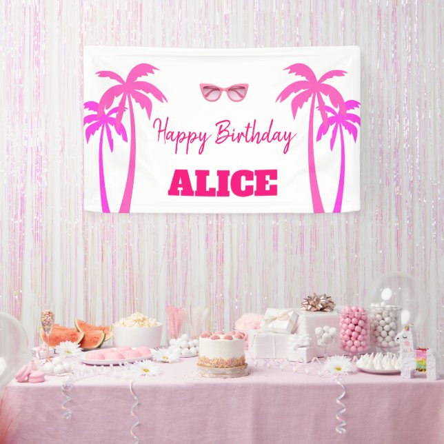Banderoles Besties Malibu Pink Doll Plage Anniversaire (Fête)