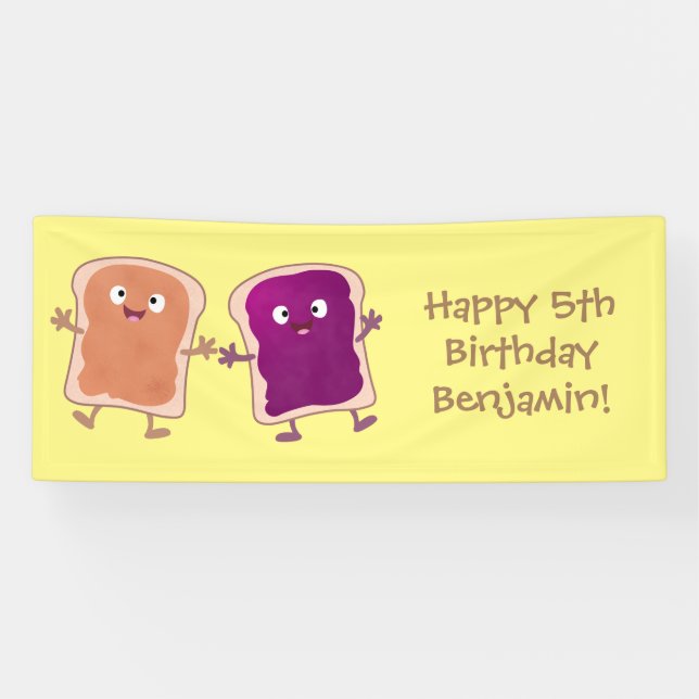 Banderoles Beurre d'arachide mignonne et caricature sandwich  (Horizontal)