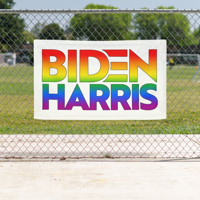 Banderoles Biden Harris Fierté Arc-en-ciel (En situation)