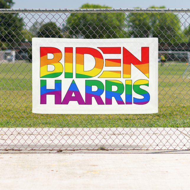 Banderoles Biden Harris Pride Rainbow (En situation)