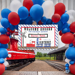 Banderoles Bienvenue à bord du train d'anniversaire de 5 ans