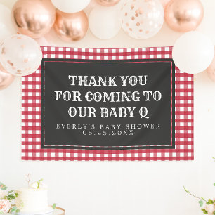 Banderoles Bienvenue à la Baby Shower à carreaux rouges de Ba