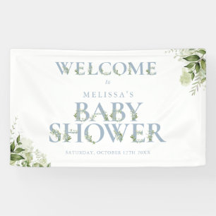 Banderoles Bienvenue à la Baby Shower Bleu Poussiéreux avec F