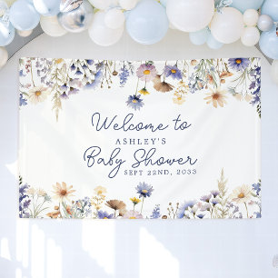 Banderoles Bienvenue à la Baby Shower Bohème Fleur Sauvage Bl