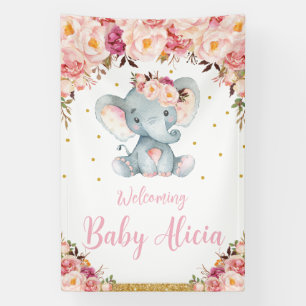 Banderoles Bienvenue à la Baby Shower de l'Éléphant Floral Ro