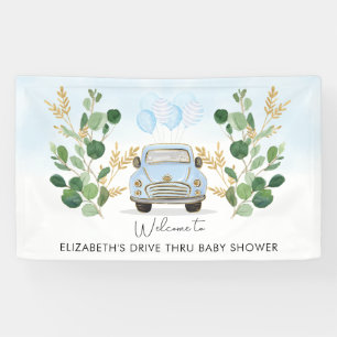 Banderoles Bienvenue à la Baby Shower Drive By Blue Gold Gree