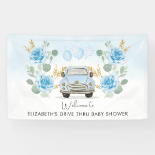 Banderoles Bienvenue à la Baby Shower Drive Thru Blue Gold Fl