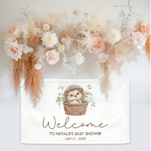 Banderoles Bienvenue à la Baby Shower du Petit Hérisson Migno
