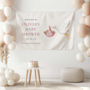 Banderoles Bienvenue à la Baby Shower Fille Rose Livraison de
