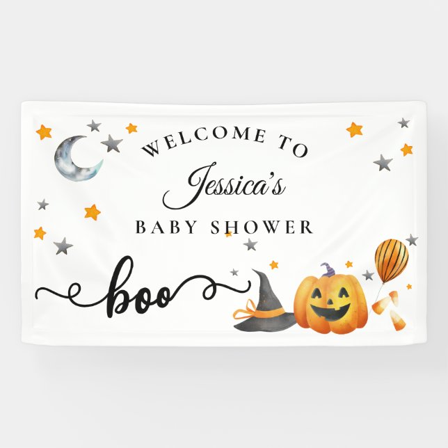 Banderoles Bienvenue à la Baby Shower Halloween Little Boo Ci (Horizontal)