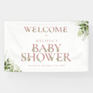 Banderoles Bienvenue à la Baby Shower Rose Poussiéreuse de Ve