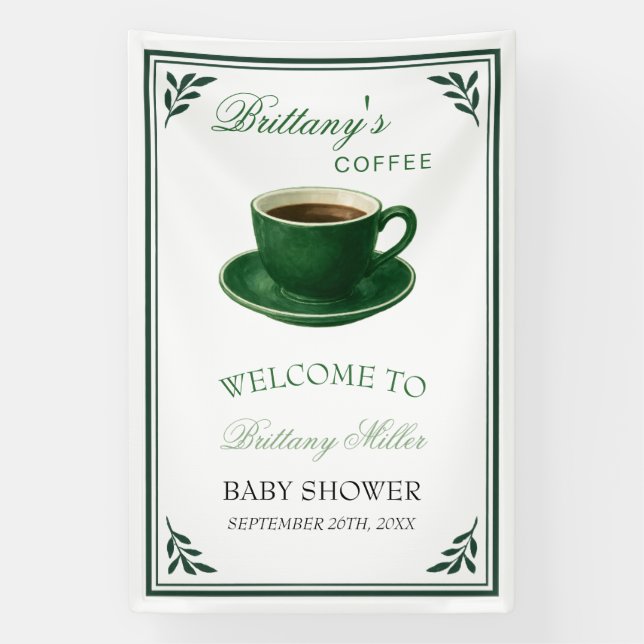 Banderoles Bienvenue à la Baby Shower Tasse de Café Vert (Verticale)