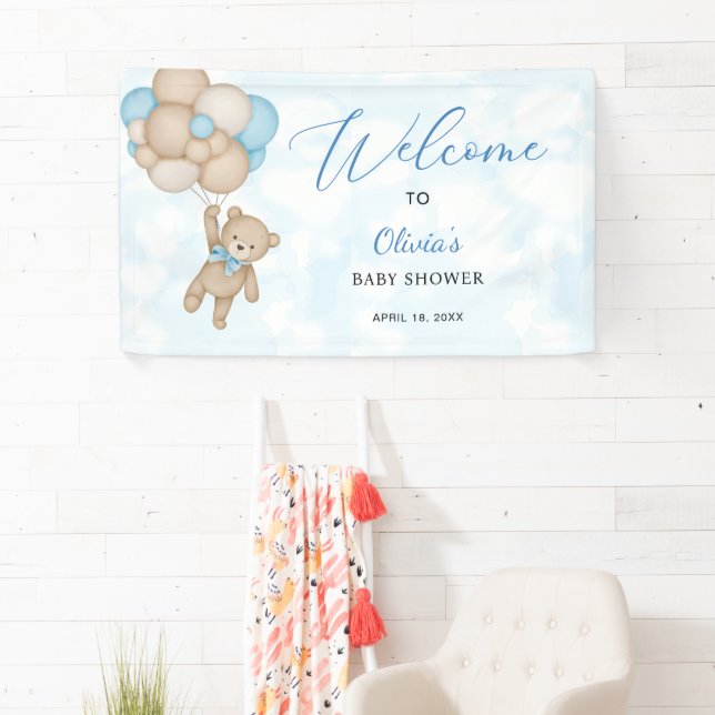 Banderoles Bienvenue à la baby shower Teddy Bear (En situation)