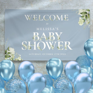 Banderoles Bienvenue à la Baby Shower Vert Lettering Bleu Pou