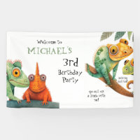 Bienvenue à la fête d'anniversaire du mignon Lizar