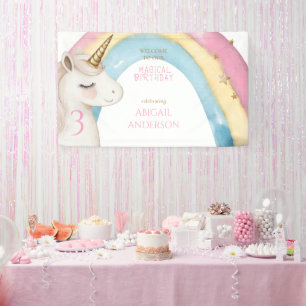 Banderoles Bienvenue à la fête d'anniversaire licorne jour ma