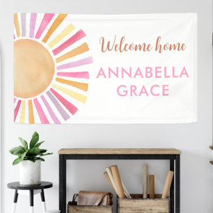 Banderoles Bienvenue à la maison bébé fille soleil boho solei