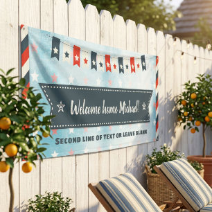 Banderoles Bienvenue à la maison Rouge blanc et Bleu Étoiles