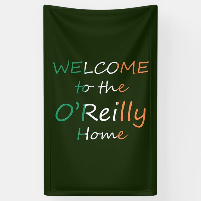 Banderoles Bienvenue à la maison YourName sur drapeau irlanda (Vertical)