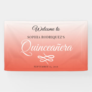 Banderoles Bienvenue à la Quinceañera 15 ans Orange Chaude