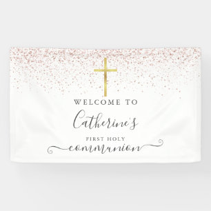 Banderoles Bienvenue à la Sainte Communion avec paillettes Ro