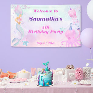 Banderoles Bienvenue à l'anniversaire de la petite sirène sou