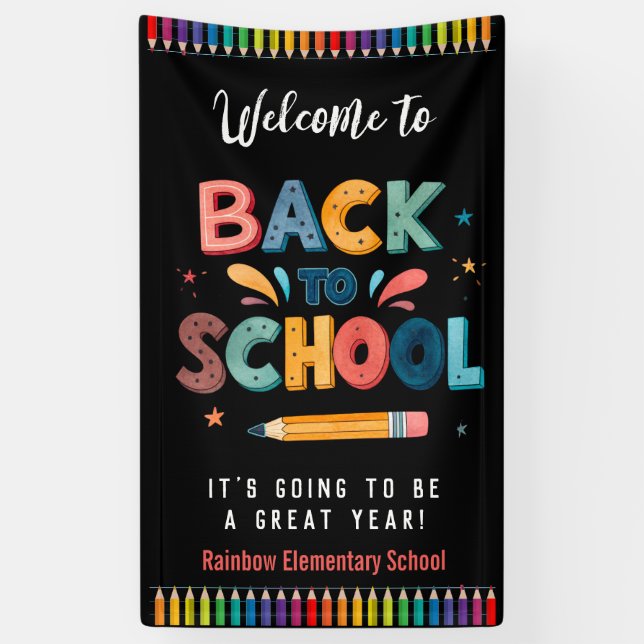 Banderoles Bienvenue à l'école, Premier jour d'école (Vertical)