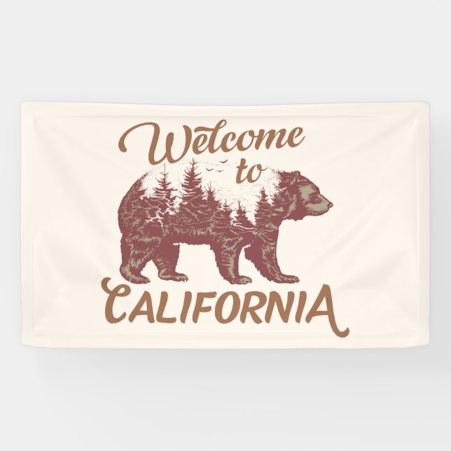 Banderoles Bienvenue à l'ours de Californie (Horizontal)