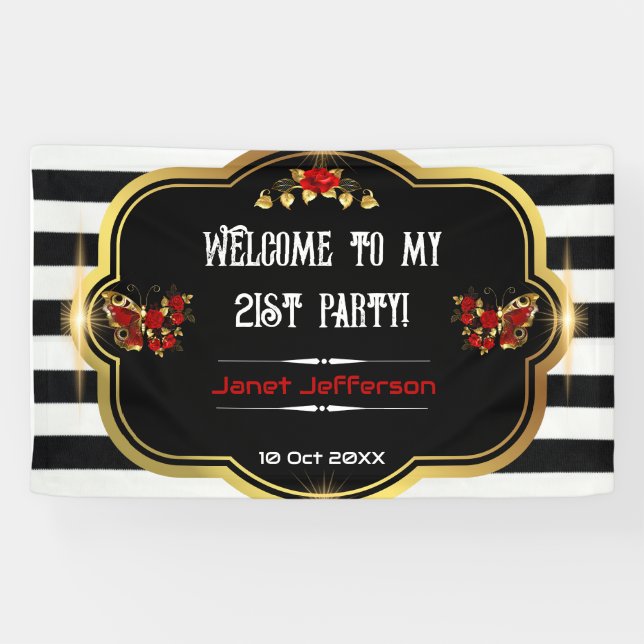 Banderoles Bienvenue à mon 21e parti (Horizontal)