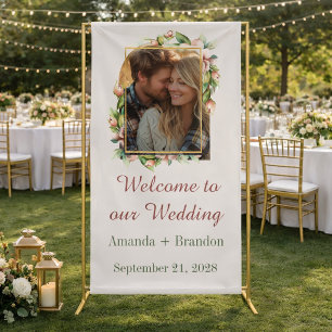 Banderoles Bienvenue à notre Mariage Boho Floral Arch Photo