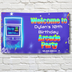 Banderoles Bienvenue À Retro Arcade Power Up Gaming Anniversa