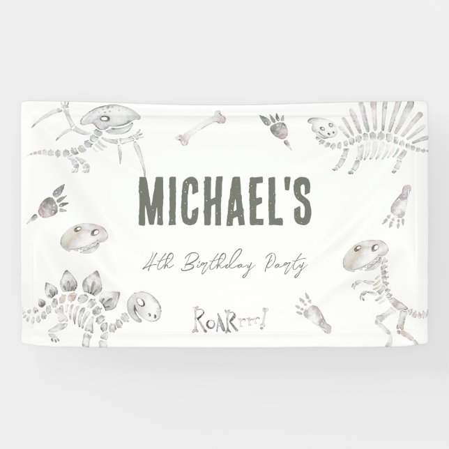 Banderoles Bienvenue à un anniversaire Dino Dig  (Horizontal)