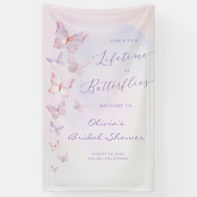 Banderoles Bienvenue à une réception de mariage papillons pou (Vertical)