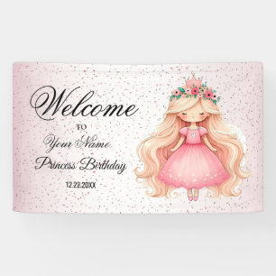 Banderoles Bienvenue Aquarelle rose princesse fête d'annivers