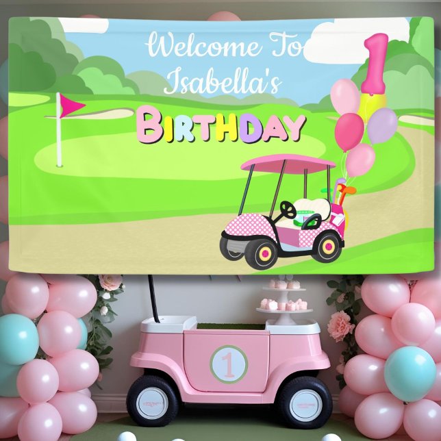 Banderoles Bienvenue au 1er anniversaire Polka Dot Pink Girly (Créateur téléchargé)