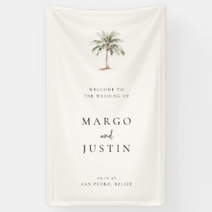 Banderoles Bienvenue au mariage sur la plage de palmiers