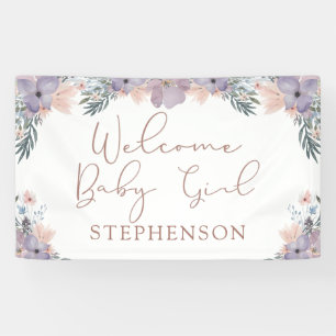 Banderoles Bienvenue Baby Girl Aquarelle Floral Personnalisé