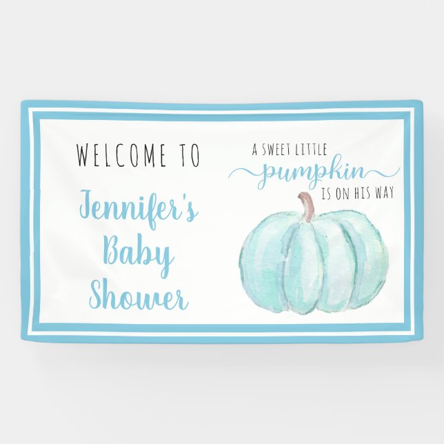 Banderoles Bienvenue Baby shower Citrouille Blue Sweet Little (Horizontal)