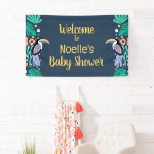 Banderoles Bienvenue ! Baby shower tropical aux oiseaux du To
