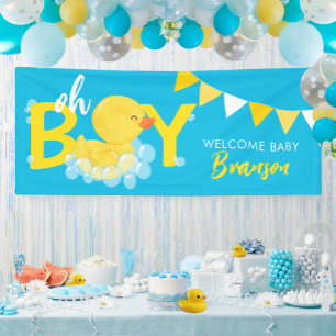 Banderoles Bienvenue Bébé Nom Garçon Canard en Caoutchouc Bab