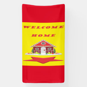 Banderoles Bienvenue chez vous avec les couleurs rouge maison