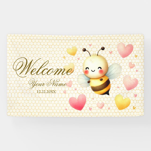 Banderoles Bienvenue Colorful Happy Little Honey Bee Party (Horizontal)