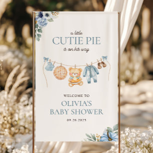 Banderoles Bienvenue Cutie Pie Bleu Ours Garçon Baby Shower
