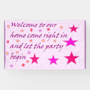 Banderoles Bienvenue dans notre fête de violet rose maison
