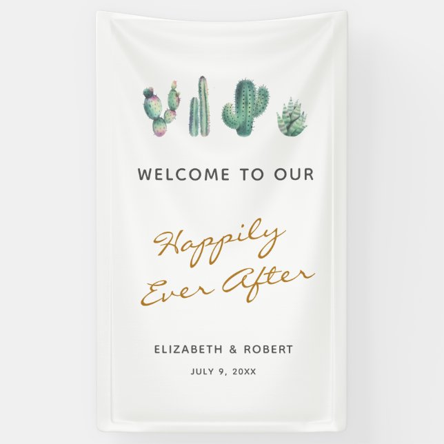 Banderoles Bienvenue dans notre Happy Ever After Succulents G (Vertical)