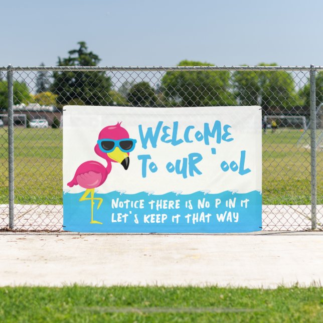 Banderoles Bienvenue dans notre piscine Flamingo (Insitu)
